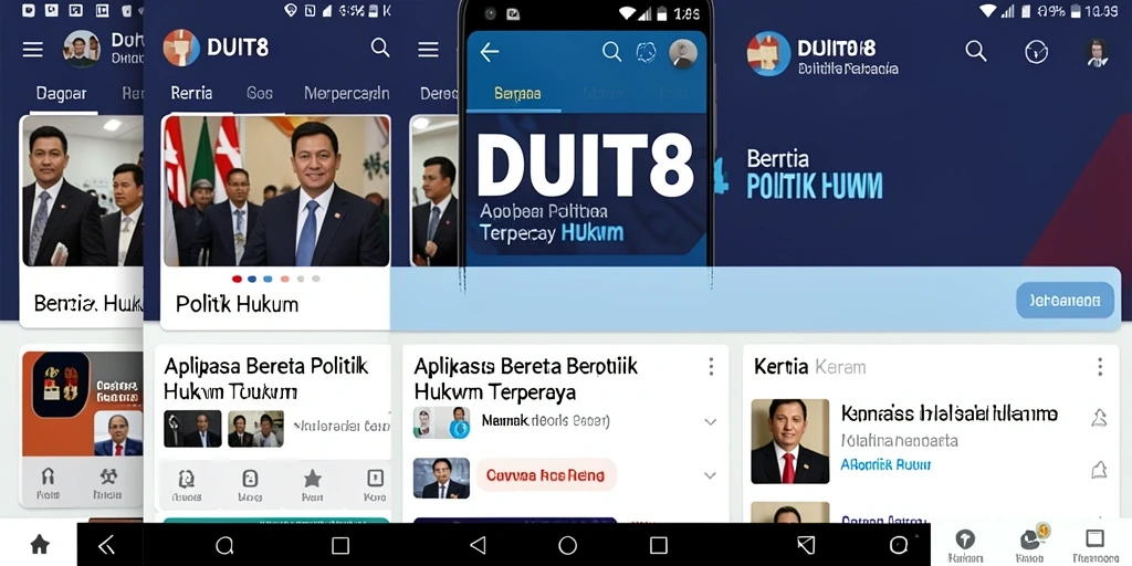 Antarmuka aplikasi DUIT8 yang menampilkan berita politik dan hukum.