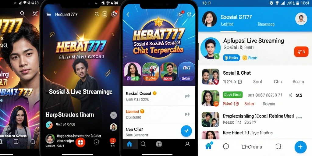 Tampilan antarmuka HEBAT777 saat Live Streaming dengan fitur chat aktif.