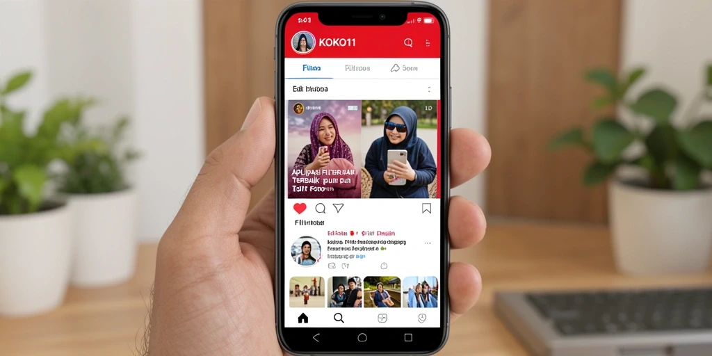 Screenshot utama KOKO11 dengan berbagai filter Instagram yang menarik.