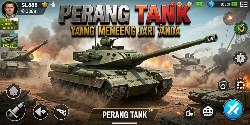 Antarmuka SL888 yang futuristik dan intuitif untuk gameplay Perang Tank.
