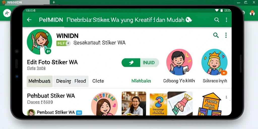 Antarmuka aplikasi Pembuat Stiker WA yang sederhana dan menarik.